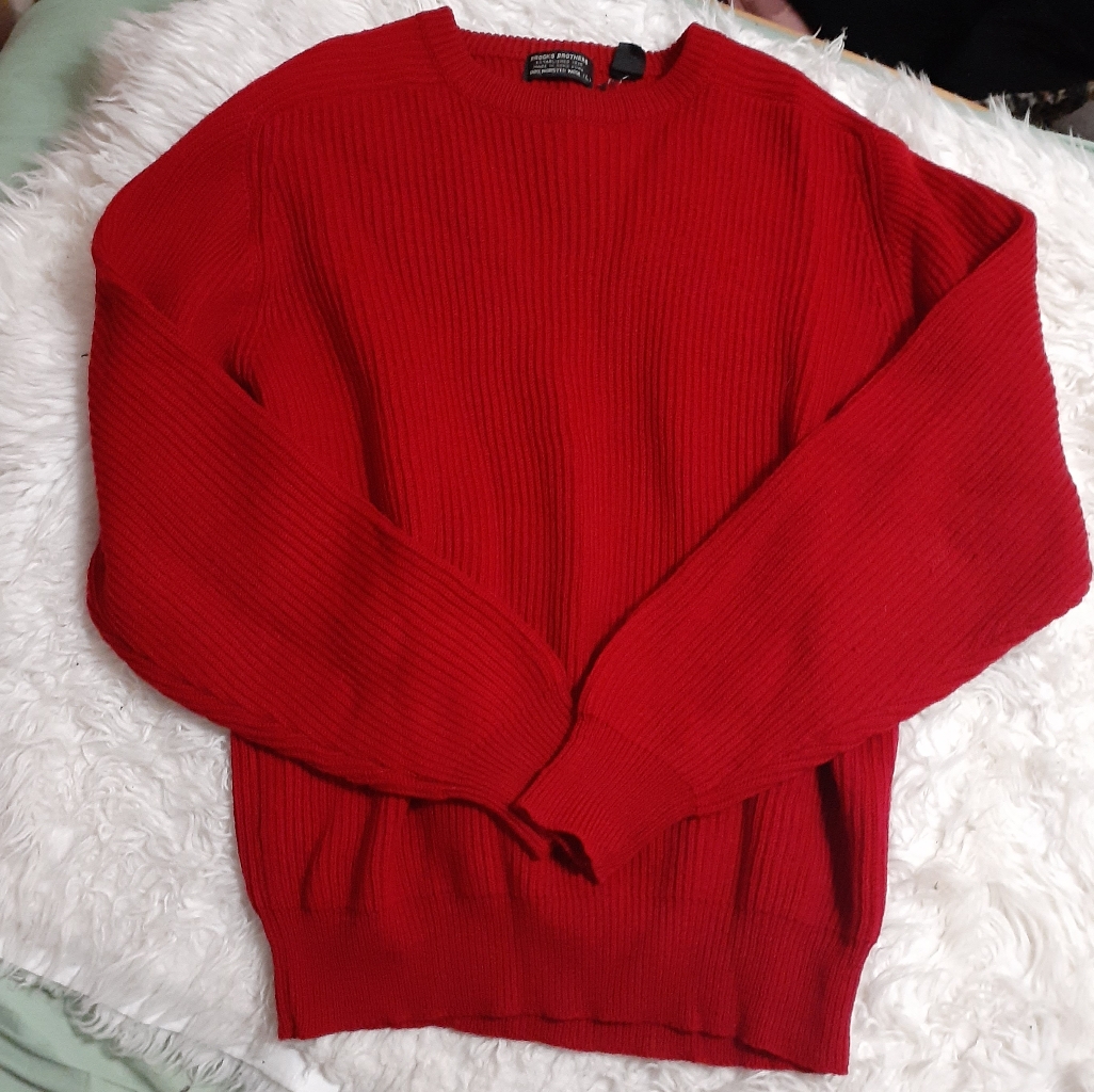 Brooks Brothers Red Worsted Wool Sweater Size L
